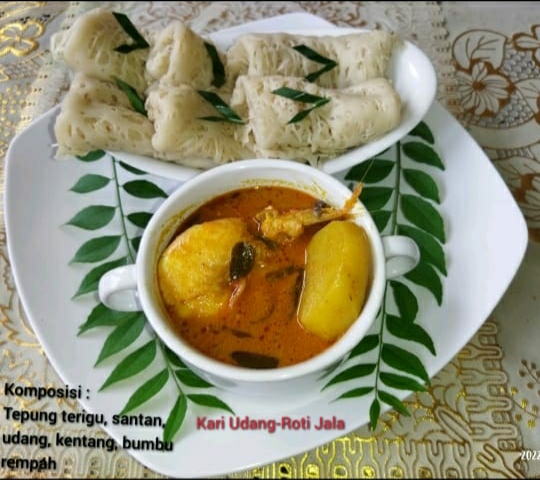 Roti Jala Kari Udang